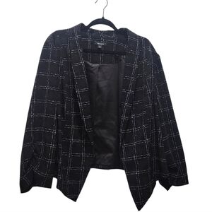 TORRID Black Plaid Lightweight Crepe Cropped Ruched Sleeve Blazer Plus 4X Office
